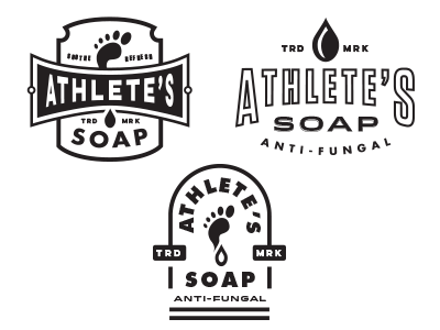 Athlete's Soap Concepts athlete design drop foot logo shape soap typography