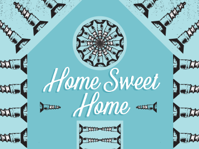 Duality blue design established grounded home house illustration screw sweet texture