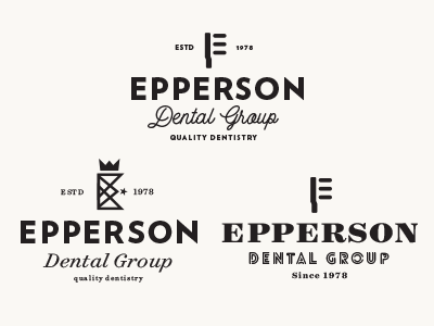 Epperson Dental Group crown dental dentist design e group king logo san serif script tooth brush typography