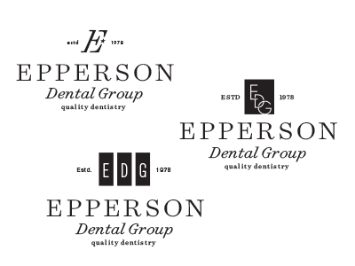 Epperson Dental Group 3 dental dentist design e group logo monogram san serif script seal typography