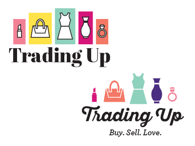 Trading Up Logo buy design dress fashion lipstick logo purse ring sell typography vase