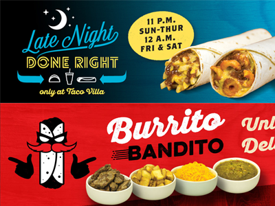 Taco Villa Billboards & Signage billboards burrito design digital icons illustration logo signage taco typography