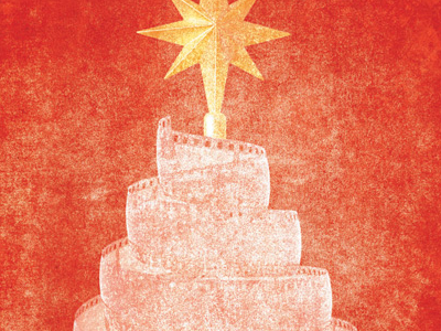 Film Fleet Postcard christmas film illustration red star texture tree vintage yellow