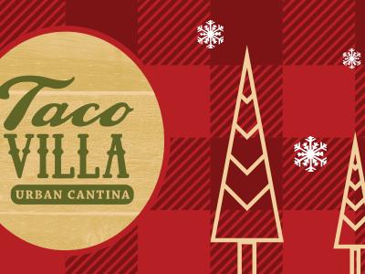 Taco Villa Christmas Invite christmas illustration invite party print snowflake tree