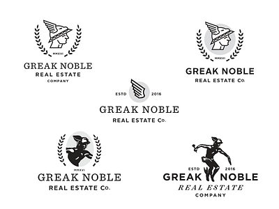 Greak Noble Real Estate Co. company god greek hermes laurel logo real estate wing