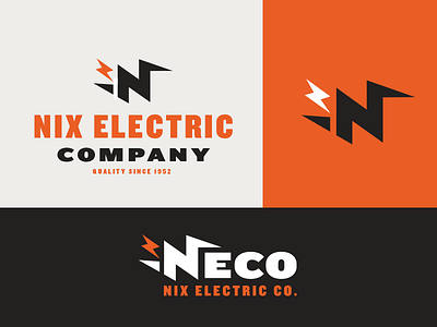 Nix Electric Company bolt company electric lightning logo n