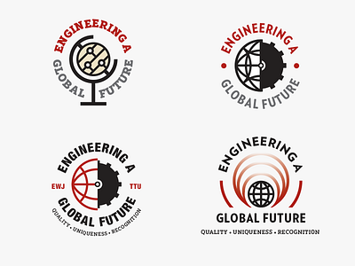 Texas Tech University Engineering branding engineering gear globe logo mechanical typography world