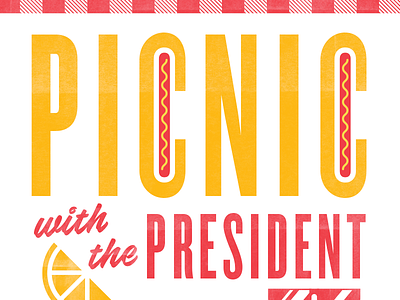 TTU Picnic Poster branding design flat hot dog lemonade print shades typography university