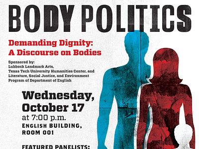 Body Politics Flyer body design flat flyer illustration politics print texture typogaphy university