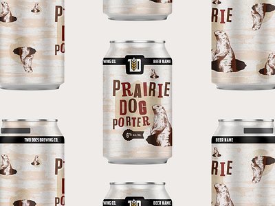 Two Docs Brewing Prairie Dog Porter beer branding can craft beer illustration packaging porter prairie dog texture