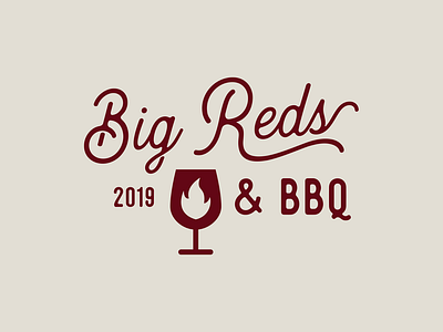 Big Reds & BBQ Logo bbq branding design fire logo script smoke texas typography wine