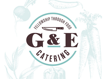 G&E Catering Logo branding catering engraving food illustration knife logo typography vegetables