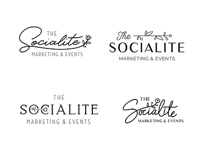 The Socialite events flower logo marketing retro script social typography upscale