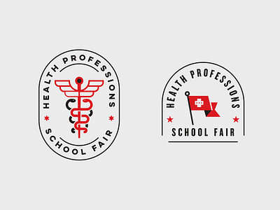 Health Professionals School Fair badge branding caduceus fair flag health healthcare logo professionals school stars texas tech typogaphy university