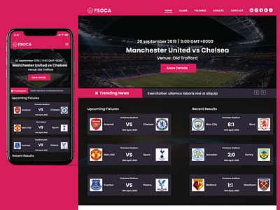 Soccer Web and App Landing Page