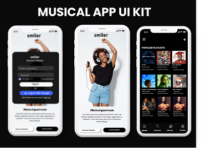 Musical App Ui Kit android app app branding design illustration media app music music app musical app ui ux