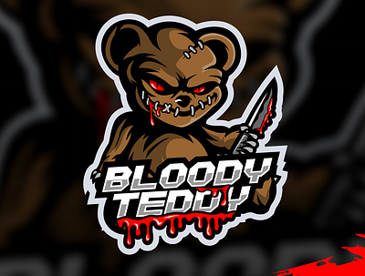 BEAR KNIFE "BLOODY TEDDY" design esport logo esportlogo game illustration logo mascot mascot design mascot logo vector