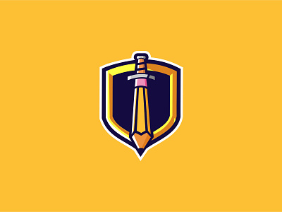 Sword Pencil blade design designs icon illustration logo pencil shield sword vector
