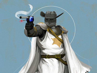 Sheriff Knight Commission 2d art 2d illustration art characterdesign concept cowboy design digital digital art digital painting dnd illustration knight