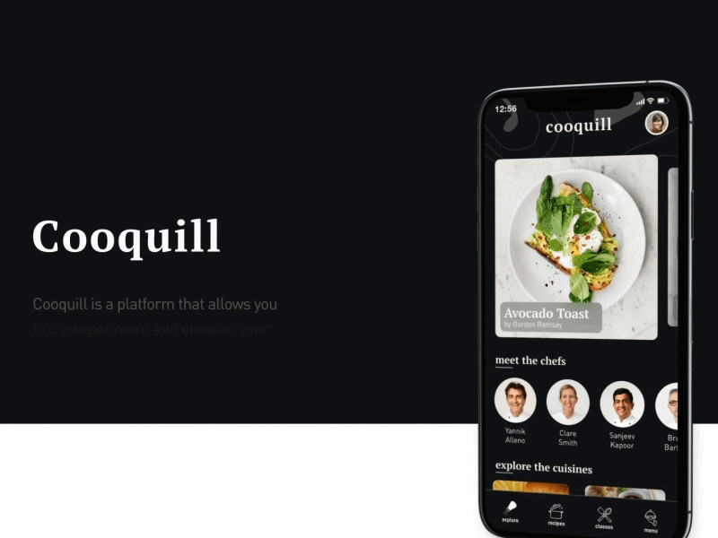 Cooquill Home app design ui ux
