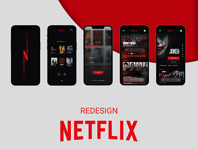 Netflix Redesign app application branding minimal netflix ott redesign typography ui ux