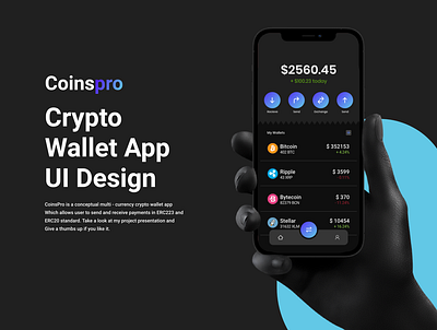 CoinsPro 3d application design minimal ux