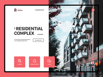 Home Screen Residential Complex apartments architechture beautiful building complex concept design flats home home screen housing preview residential ui ux web webdesign website