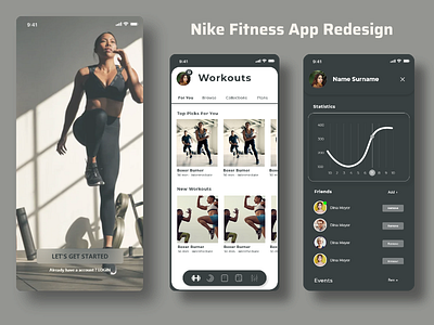 Nike Fitness app redesign app design ui ux