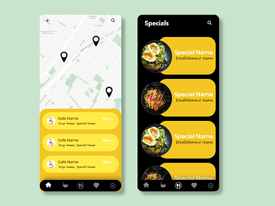 UI for "Cafes near me" app design ui ux