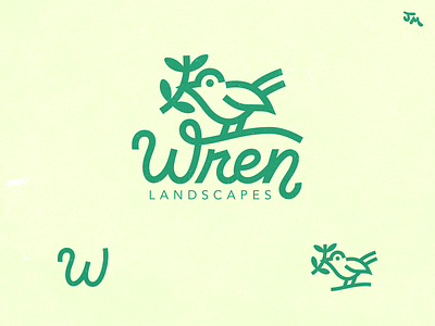 Wren logo option 4 art branding design flat graphic design hand lettering icon illustration lettering logo vector
