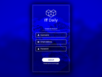 Daily UI 001 blue daily ui form it mobile news sign up ui user