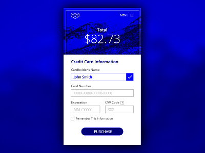 Daily UI 002 blue credit card check out daily ui uiux ui ux
