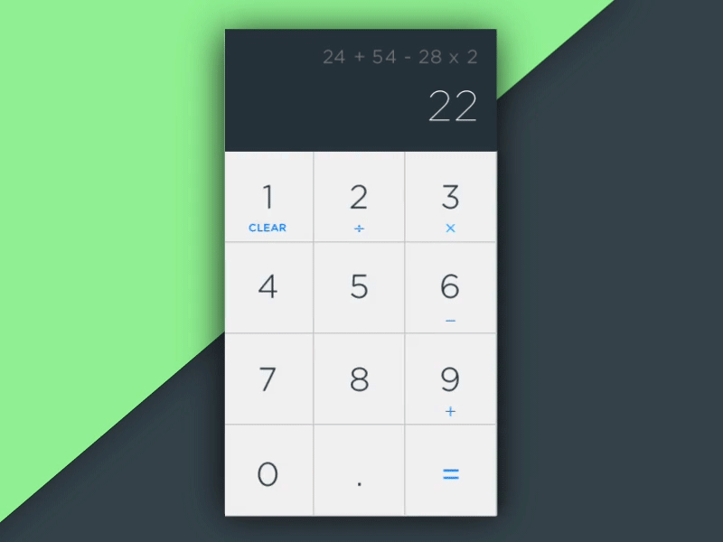Calculator 100 days of ui calculator gif gray green grey swipe ui