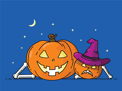 Pumpkin Carving blue bone bones carving design halloween hat hollow knight icon illustration illustrator night pumpkin pumpkin pie stars twinkle vector witch