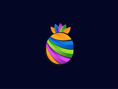 unique pineapple art branding colorful flat fruit icon illustration
