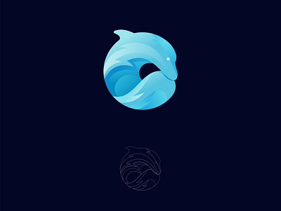 wave dolphin animal icon illustration vector