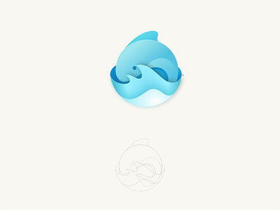 fish waves animal art icon illustration