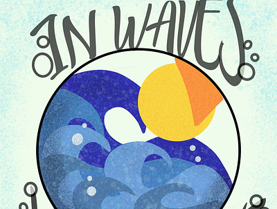 In waves we trust -poster design illustration logo ocean surf waves