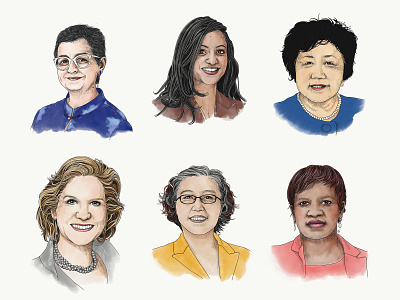 Women Pioneers at the World Trade Organization digitalart illustration portrait sketch