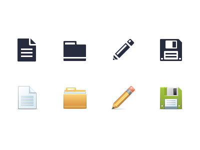 Toolbar Icons document edit flat floppy folder icons pencil save