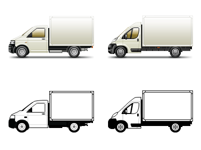 Vans blackwhite cars icons illustration photorealistic vans