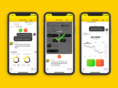 Conversational banking carts chatbot design flat ui mobile ui