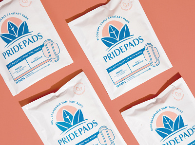 PridePads: Pad Packaging branding design logo design menstrual products packaging sanitary pads