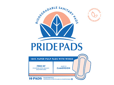 PridePads: Flat Packaging brand identity branding design gusset bag illustration logo design menstrual products packaging sanitary pads