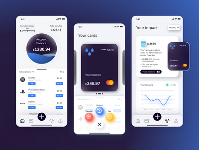 Watercard® Challenge bank app banking branding card cards charity design finance flat icon illustration minimal ui ux vector water watercard watercardchallenge