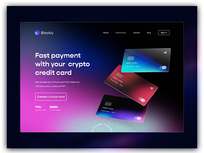 Crypto Virtual Card Website blockchain crypto dark mode fintech gradients header hero mockup nft web3