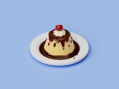 プリンJapanese Pudding 3d blender3d blender3dart cute cute art food illustration isometric japanese japanese food プリン