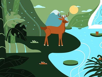 Deer and Environment adobe illustration deer design environment illustration