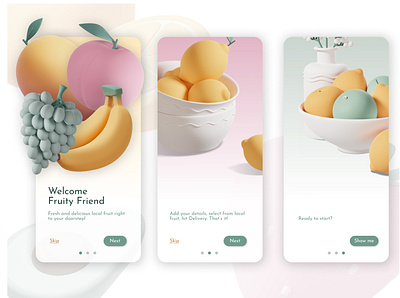 #DailyUI 023 - Onboarding app branding dailyui design fruit illustration mobile onboarding ui ux