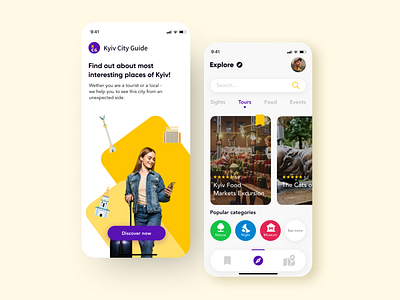 Kyiv City Guide app appdesign city guide discover explore ios kiev kyiv mobile tours travel travel app traveling ukraine uxui webdesign